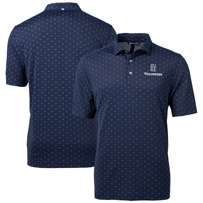 Men's Cutter & Buck Navy PGA TOUR Volunteers Big Tall Virtue Eco Pique Tile Print Recycled Polo