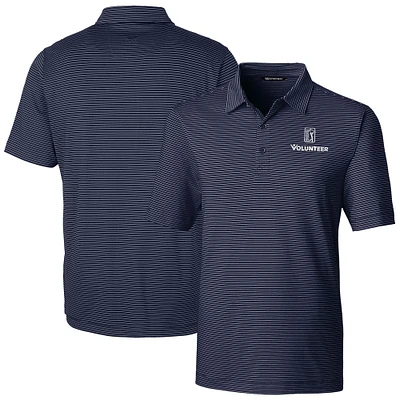 Men's Cutter & Buck Navy PGA TOUR Volunteers Big Tall Forge Pencil Stripe Stretch Polo