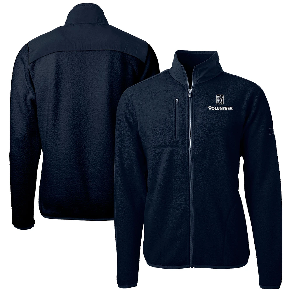 Men's Cutter & Buck Navy PGA TOUR Volunteers Big Tall Cascade Eco Sherpa Fleece Full-Zip Jacket