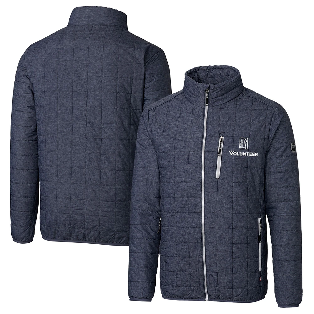 Men's Cutter & Buck Anthracite PGA TOUR Volunteers Big Tall Rainier PrimaLoft Eco Insulated Full-Zip Puffer Jacket