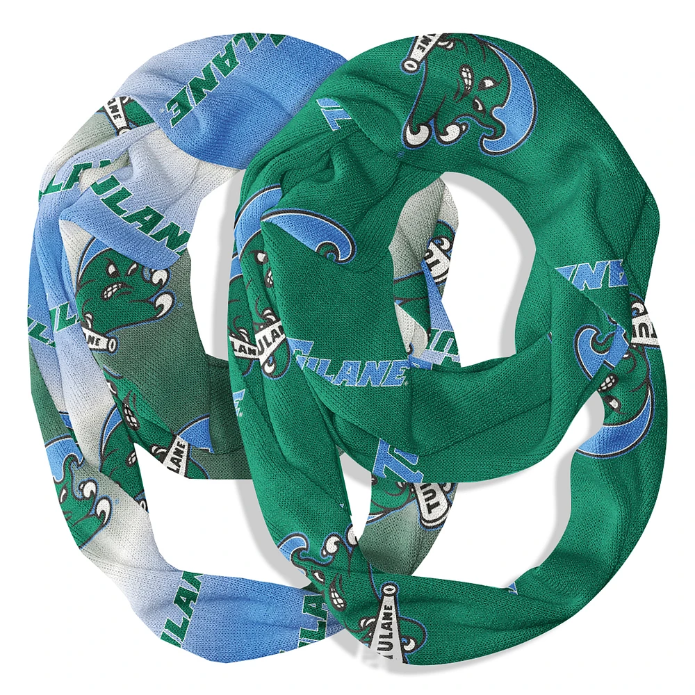 Vive La Fete Tulane Green Wave Two-Piece Infinity Scarves Set