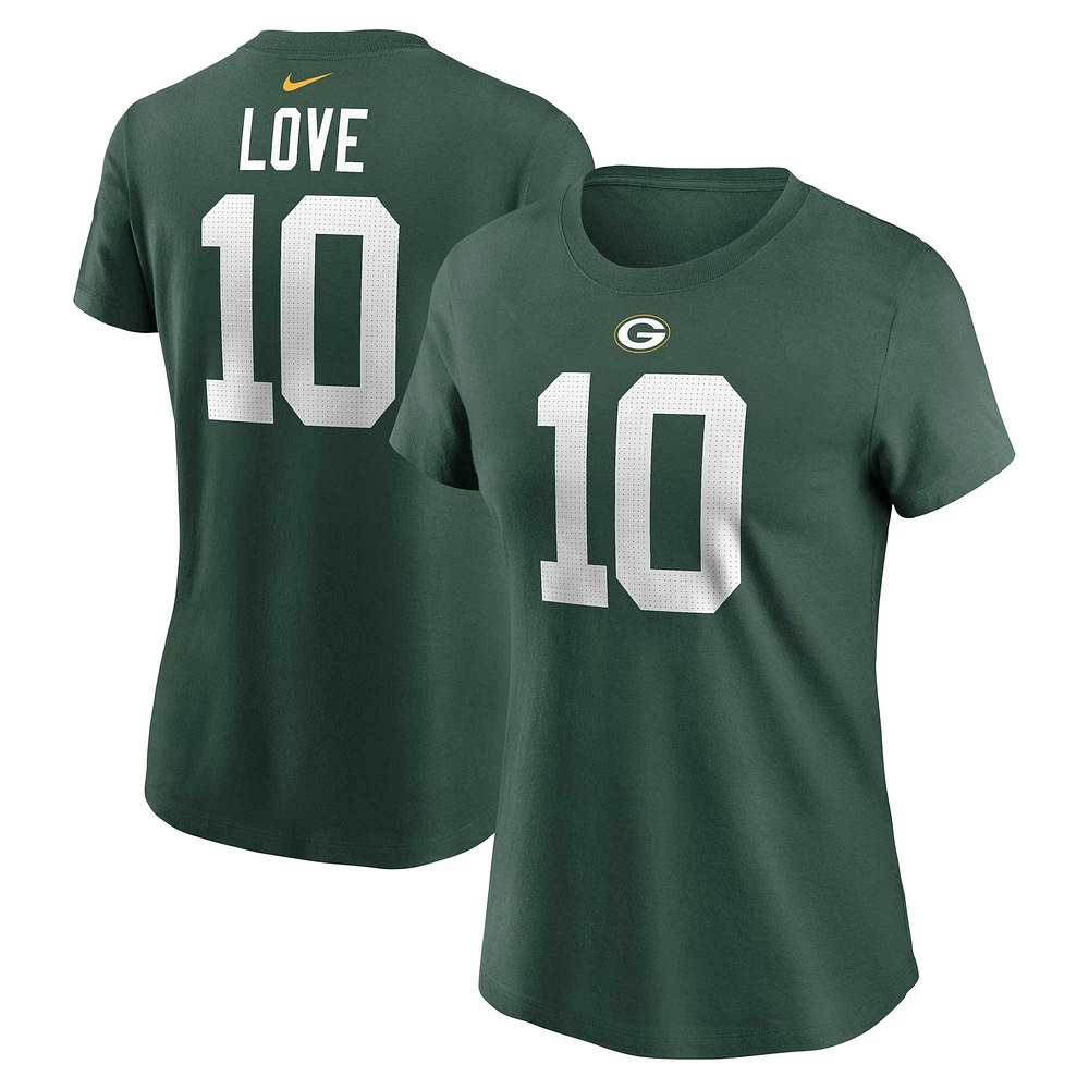 Women's Nike Jordan Love Green Bay Packers Player Name & Number T-Shirt