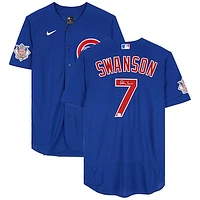 Dansby Swanson Chicago Cubs Autographed Blue Nike Authentic Jersey
