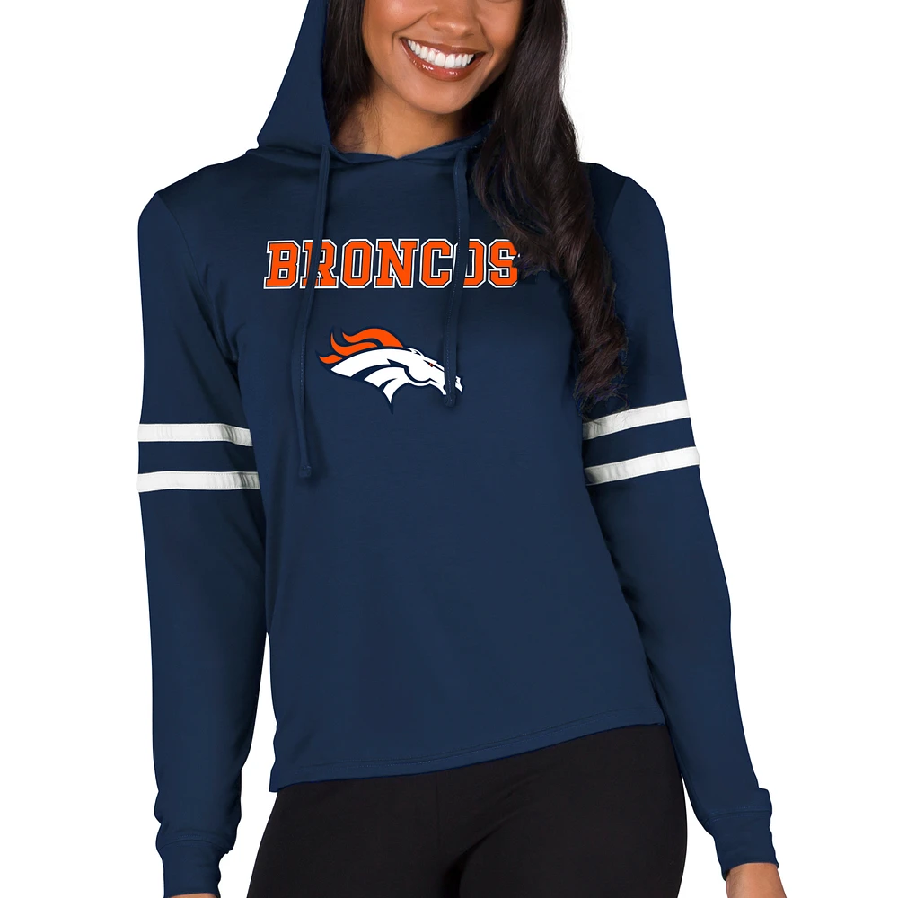 Women's Concepts Sport Navy Denver Broncos Marathon Lightweight Lounge Pullover Hoodie