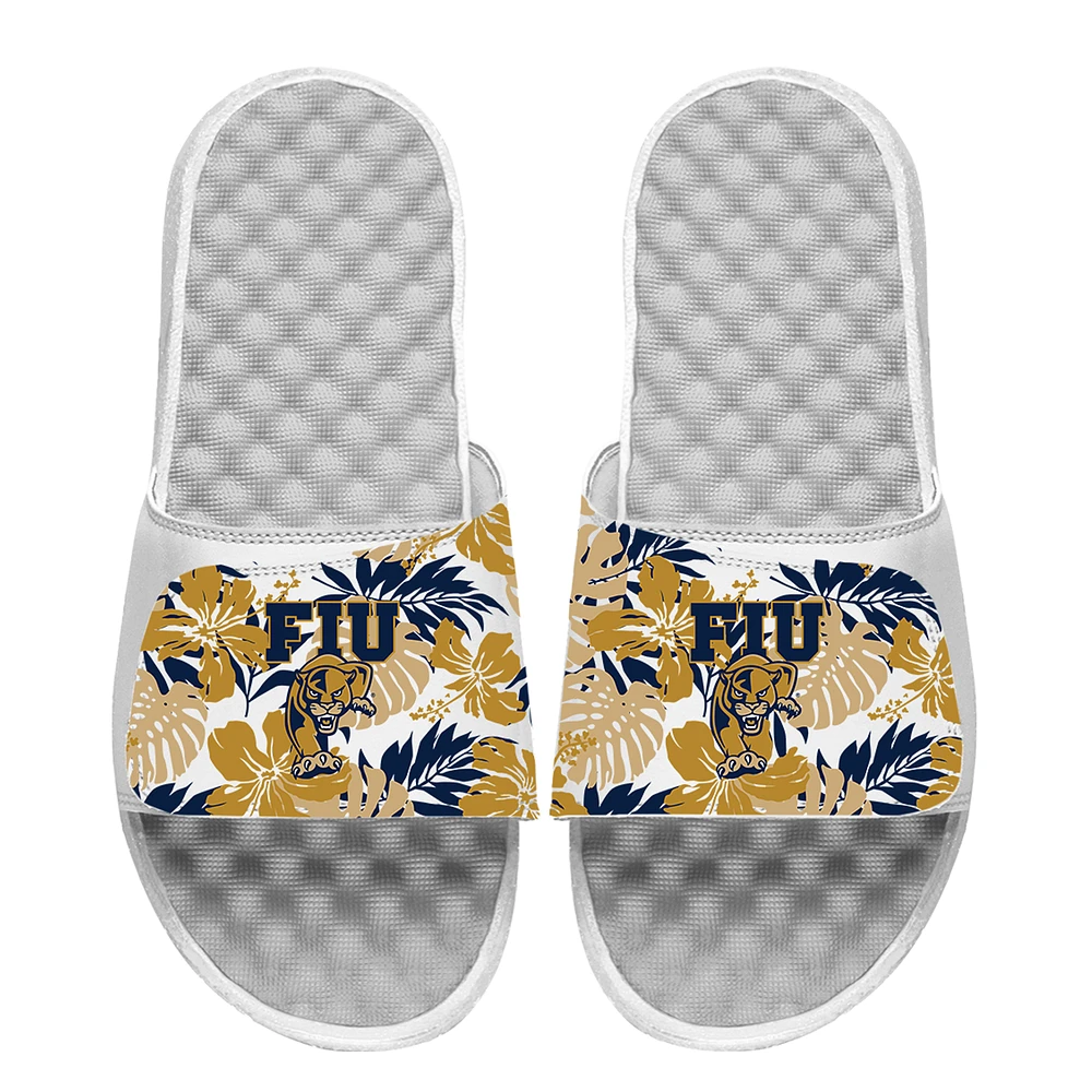 Youth ISlide Navy FIU Panthers Floral Pattern Slide Sandals