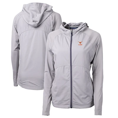 Women's Cutter & Buck Gray Texas Longhorns Alumni Adapt Eco Knit Hybrid Recycled Full-Zip Hoodie
