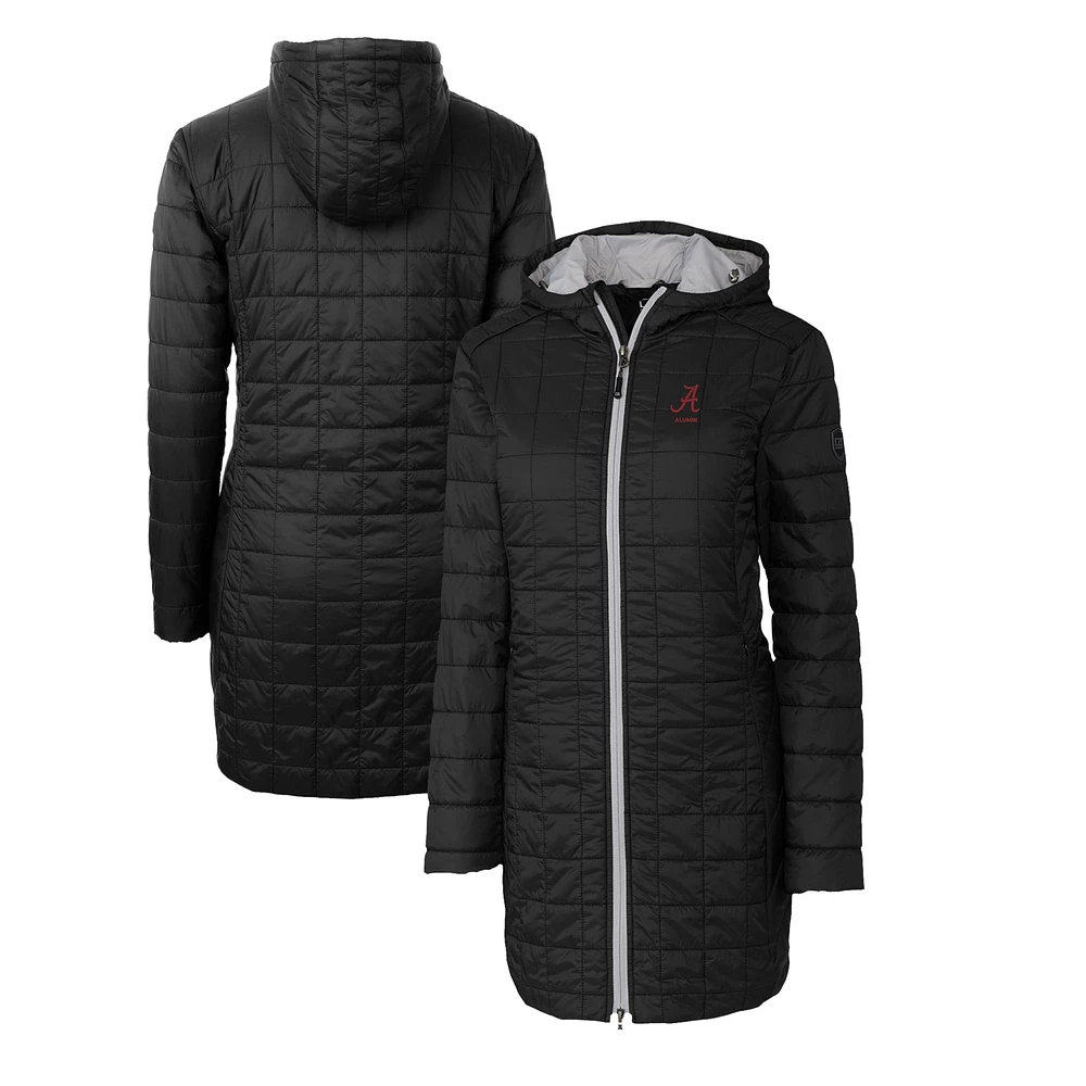 Women's Cutter & Buck Black Alabama Crimson Tide Alumni Rainier PrimaLoft Eco Insulated Hooded Long Coat