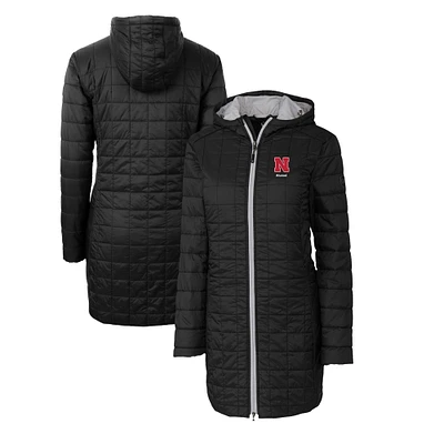 Women's Cutter & Buck Black Nebraska Huskers Alumni Rainier PrimaLoft Eco Insulated Hooded Long Coat