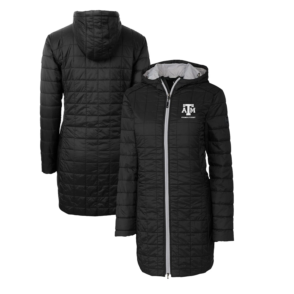 Women's Cutter & Buck Black Texas A&M Aggies Alumni Rainier PrimaLoft Eco Insulated Hooded Long Coat