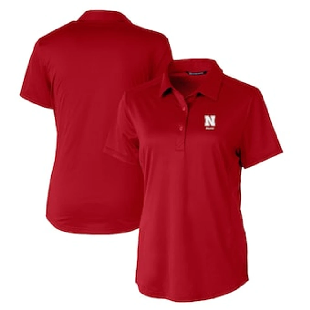 Women's Cutter & Buck Scarlet Nebraska Huskers Alumni DryTec Prospect Textured Stretch Polo