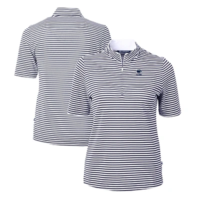 Women's Cutter & Buck Navy Penn State Nittany Lions Alumni DryTec Virtue Eco Pique Stripe Recycled Top