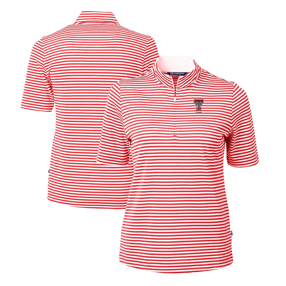 Women's Cutter & Buck Red Texas Tech Red Raiders Alumni DryTec Virtue Eco Pique Stripe Recycled Top
