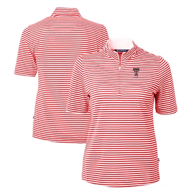 Women's Cutter & Buck Red Texas Tech Red Raiders Alumni DryTec Virtue Eco Pique Stripe Recycled Top
