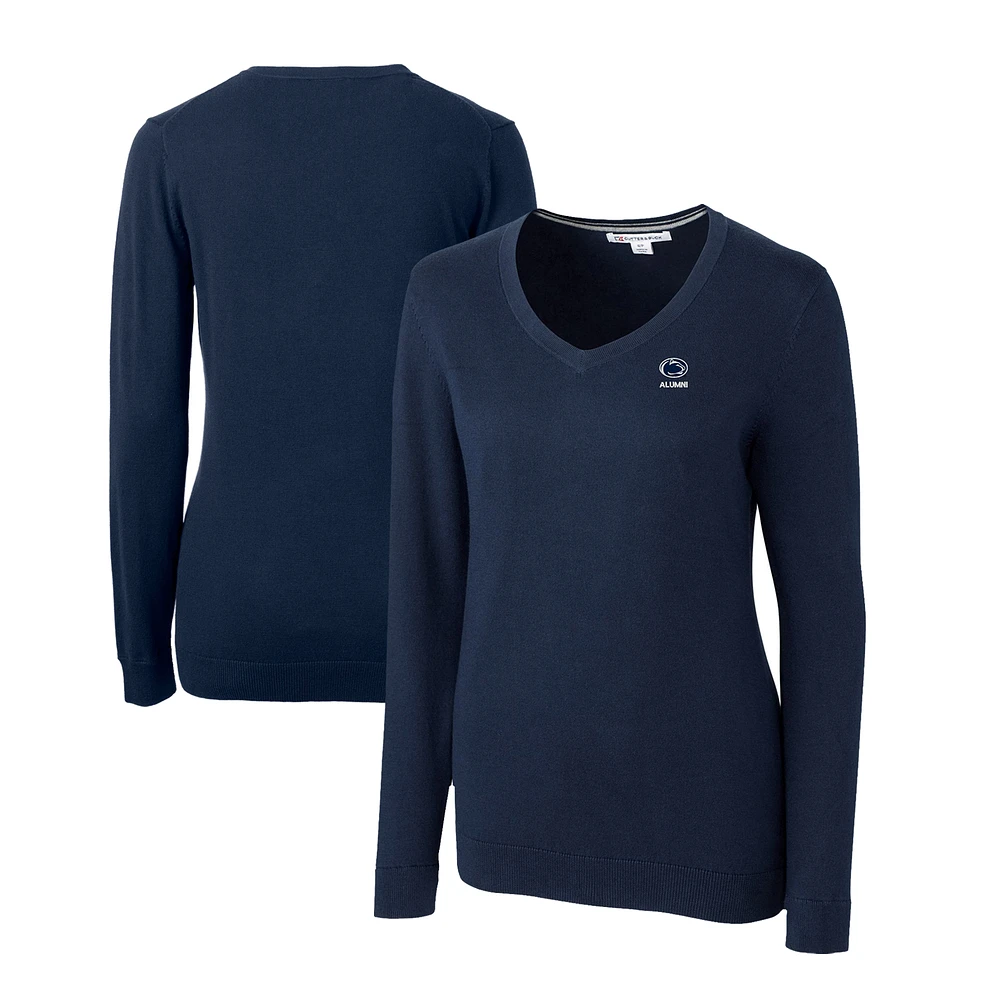 Women's Cutter & Buck Navy Penn State Nittany Lions Alumni Lakemont Tri-Blend V-Neck Pullover Sweater