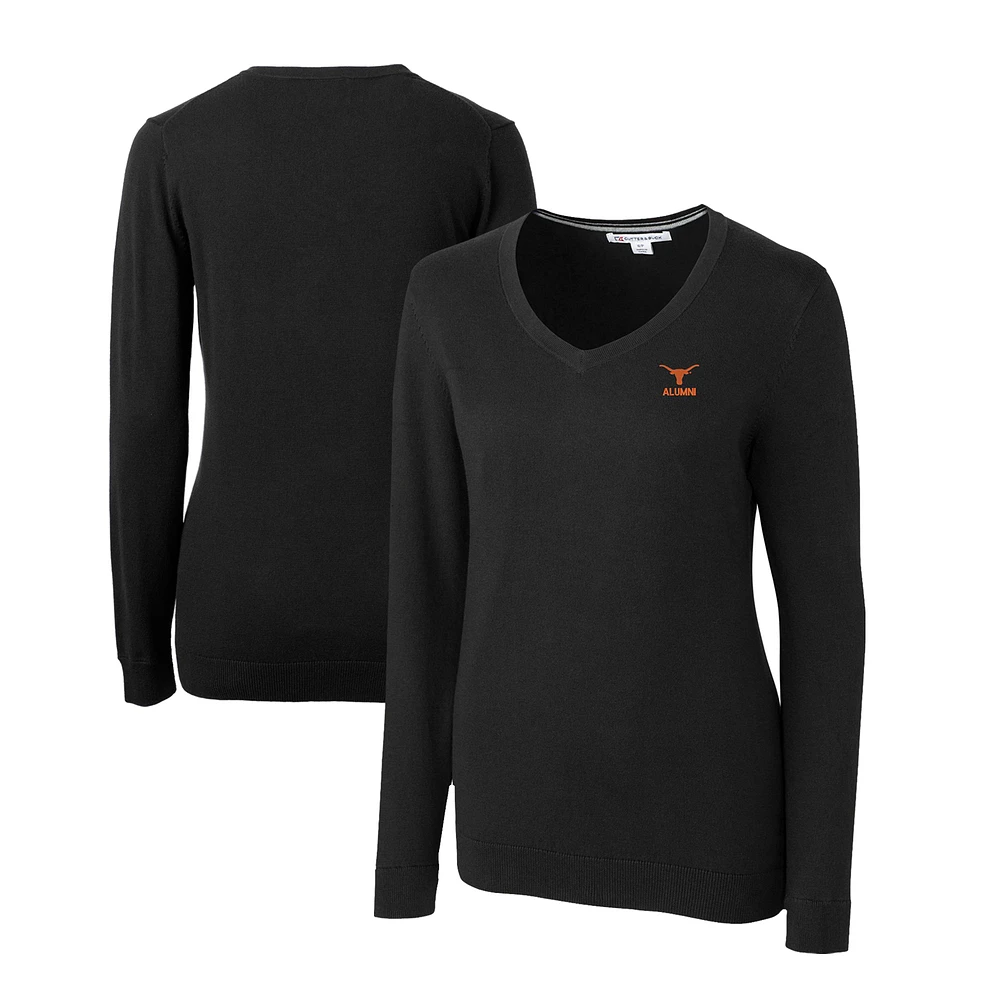 Women's Cutter & Buck Black Texas Longhorns Alumni Lakemont Tri-Blend V-Neck Pullover Sweater