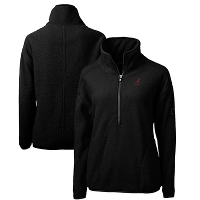 Women's Cutter & Buck Black Alabama Crimson Tide Alumni Cascade Eco Sherpa Fleece Half-Zip Pullover Jacket
