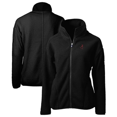 Women's Cutter & Buck Black Alabama Crimson Tide Alumni Cascade Eco Sherpa Full-Zip Fleece Jacket