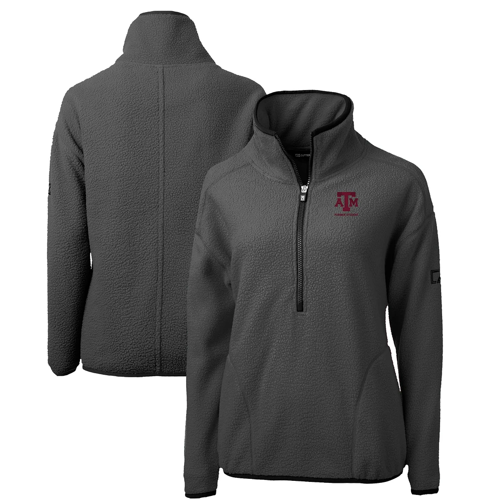 Women's Cutter & Buck Gray Texas A&M Aggies Alumni Cascade Eco Sherpa Fleece Half-Zip Pullover Jacket