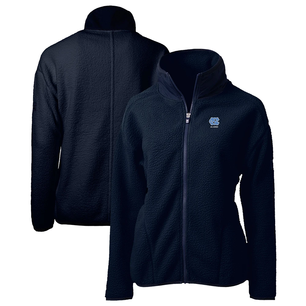 Women's Cutter & Buck Navy North Carolina Tar Heels Alumni Cascade Eco Sherpa Full-Zip Fleece Jacket