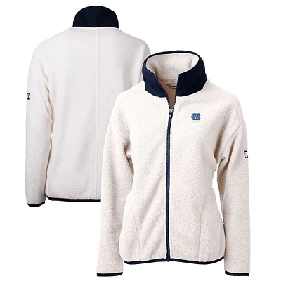 Women's Cutter & Buck  Oatmeal North Carolina Tar Heels Alumni Cascade Eco Sherpa Full-Zip Fleece Jacket