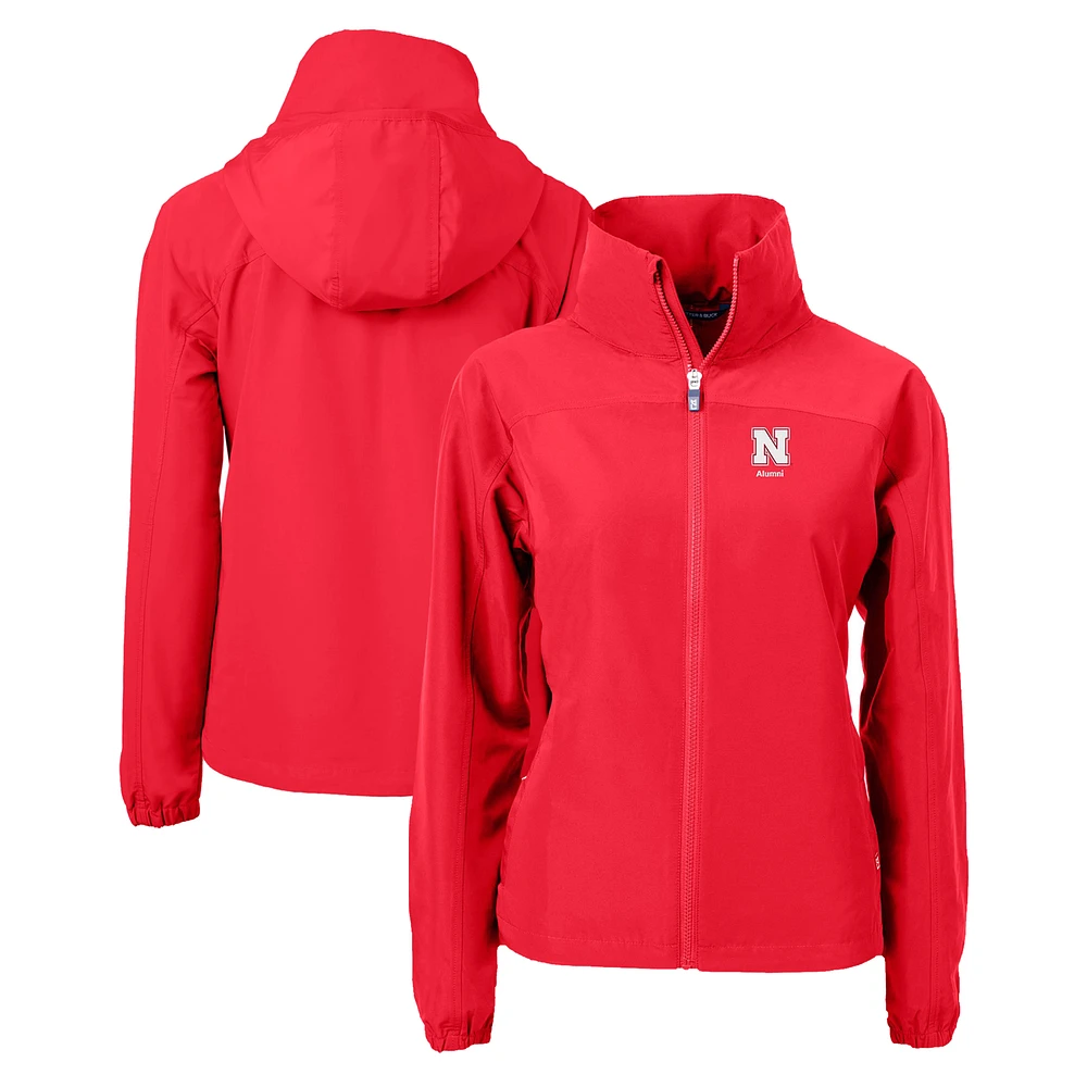 Women's Cutter & Buck Scarlet Nebraska Huskers Alumni Charter Eco Recycled Full-Zip Jacket
