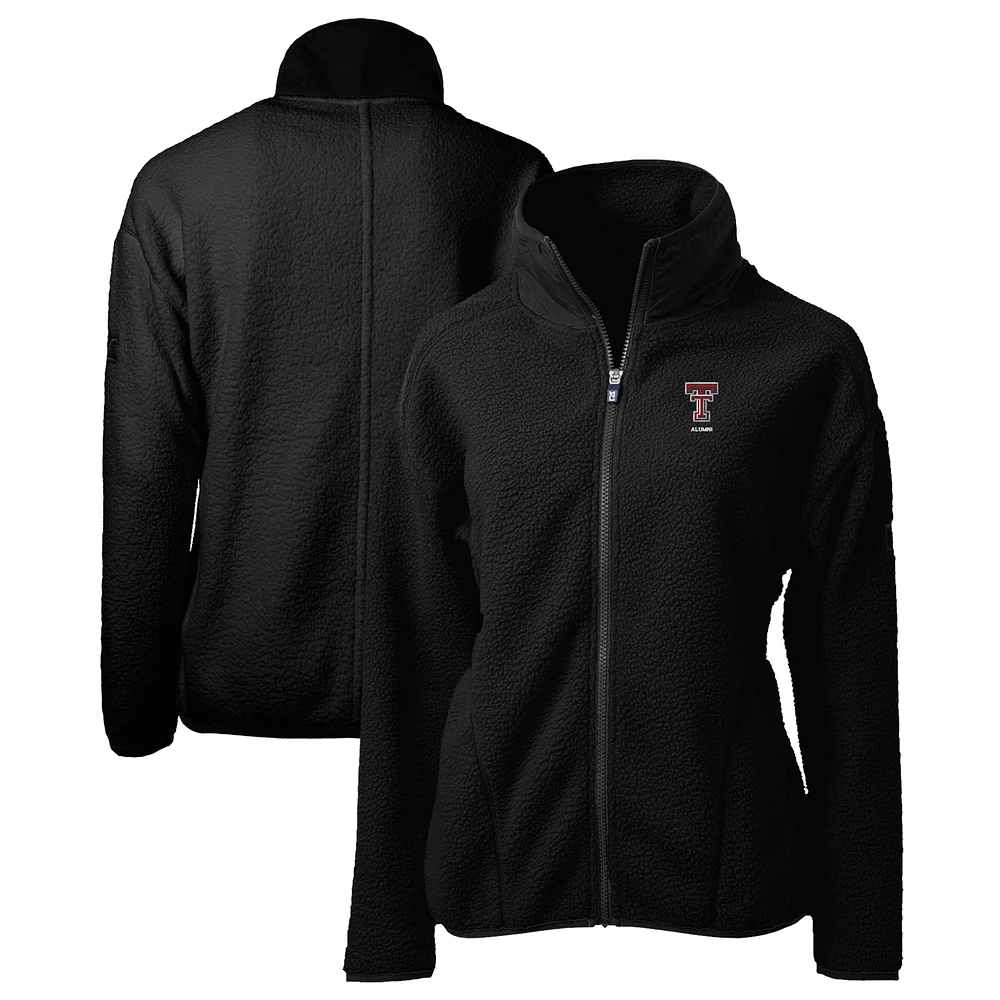 Women's Cutter & Buck Black Texas Tech Red Raiders Alumni Cascade Eco Sherpa Full-Zip Fleece Jacket