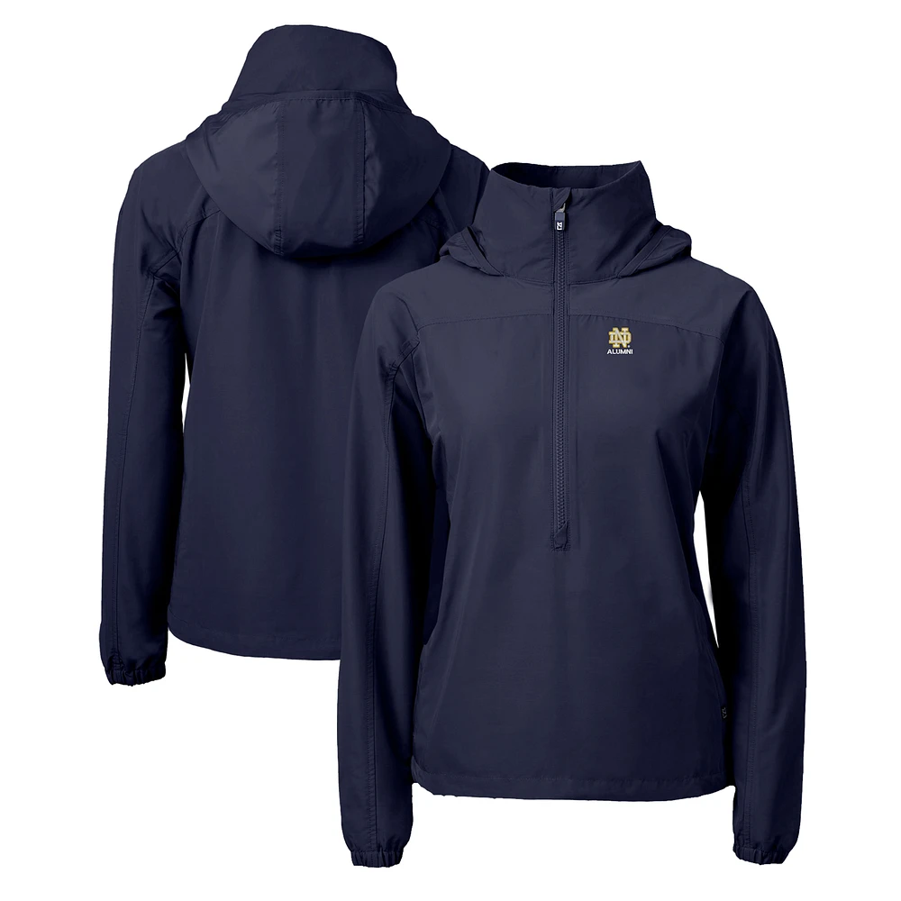 Women's Cutter & Buck Navy Notre Dame Fighting Irish Alumni Charter Eco Recycled Half-Zip Anorak Jacket