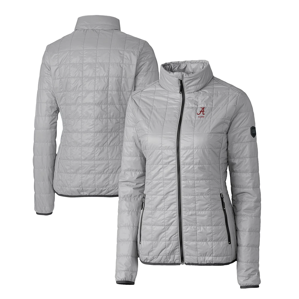Women's Cutter & Buck Gray Alabama Crimson Tide Alumni Rainier PrimaLoft Eco Insulated Full-Zip Puffer Jacket