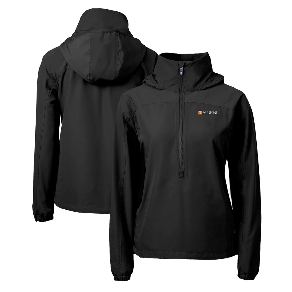 Women's Cutter & Buck Black Tennessee Volunteers Alumni Charter Eco Recycled Half-Zip Anorak Jacket