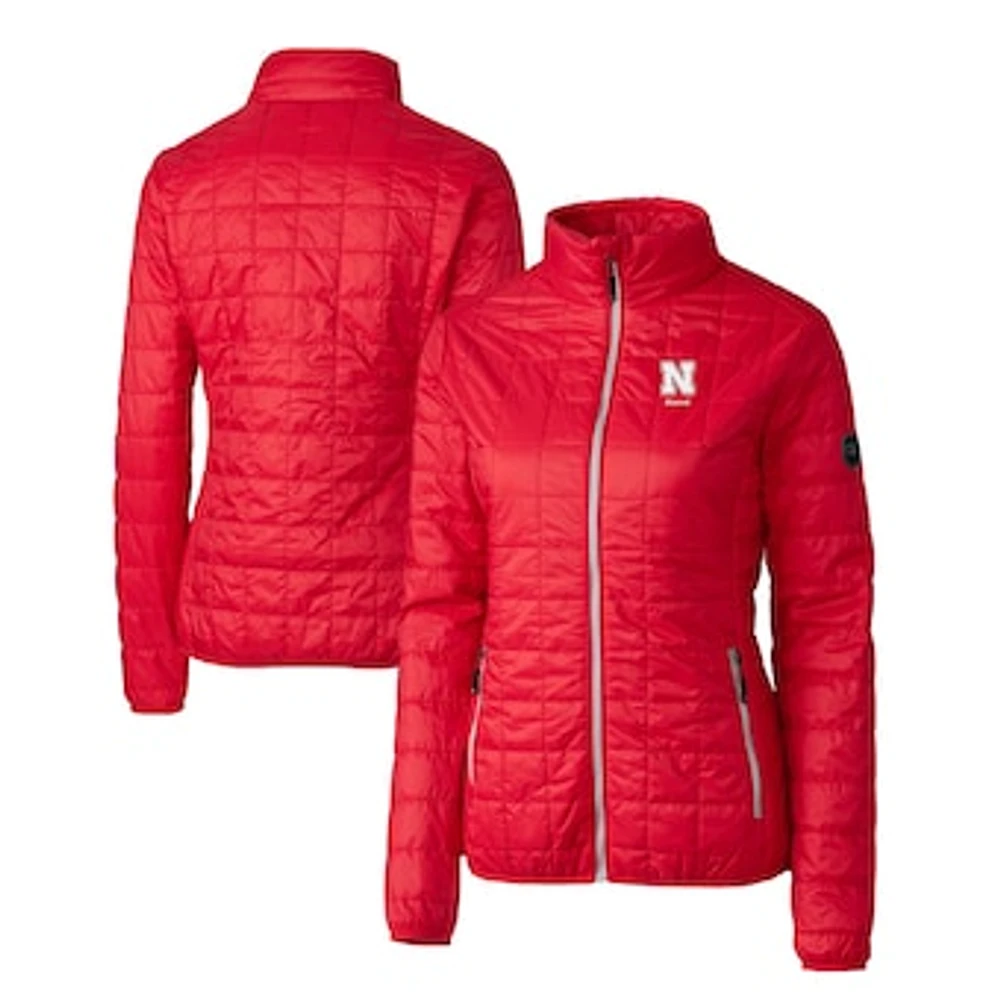 Women's Cutter & Buck Scarlet Nebraska Huskers Alumni Rainier PrimaLoft Eco Insulated Full-Zip Puffer Jacket