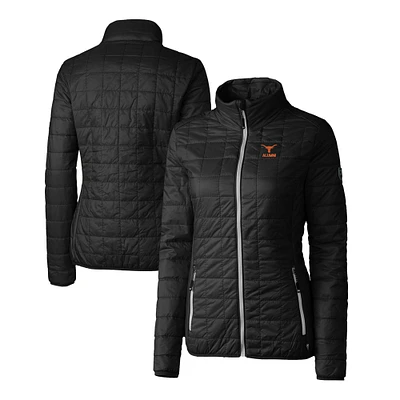 Women's Cutter & Buck Black Texas Longhorns Alumni Rainier PrimaLoft Eco Insulated Full-Zip Puffer Jacket