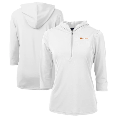 Women's Cutter & Buck White Tennessee Volunteers Alumni DryTec Virtue Eco Pique Recycled Half-Zip Pullover Hoodie