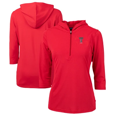 Women's Cutter & Buck Red Texas Tech Raiders Alumni DryTec Virtue Eco Pique Recycled Half-Zip Pullover Hoodie