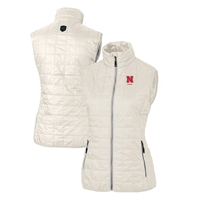 Women's Cutter & Buck Oatmeal Nebraska Huskers Alumni Rainier PrimaLoft Eco Insulated Full-Zip Puffer Vest