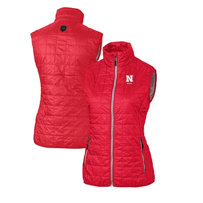 Women's Cutter & Buck Scarlet Nebraska Huskers Alumni Rainier PrimaLoft Eco Insulated Full-Zip Puffer Vest