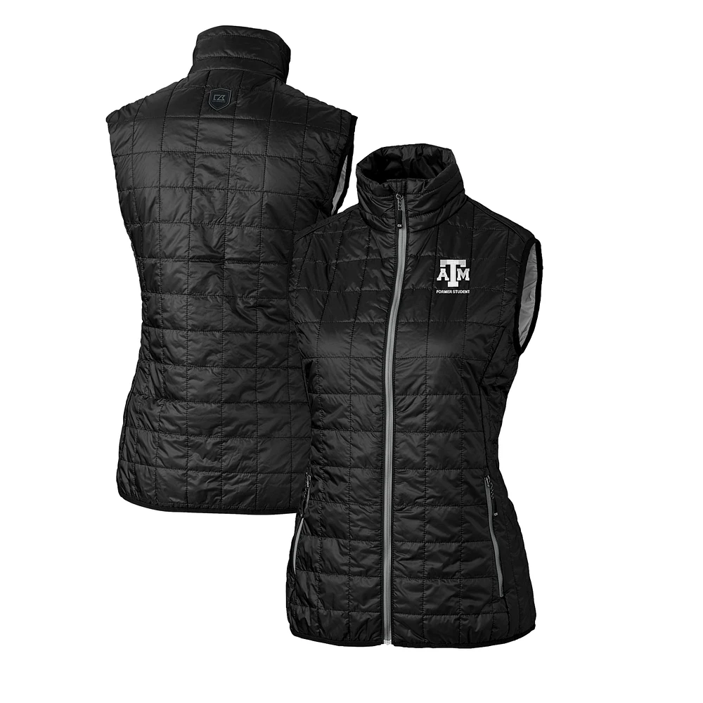 Women's Cutter & Buck Black Texas A&M Aggies Alumni Rainier PrimaLoft Eco Insulated Full-Zip Puffer Vest