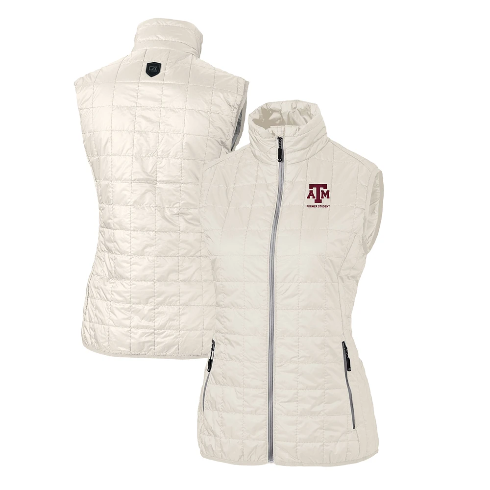 Women's Cutter & Buck Oatmeal Texas A&M Aggies Alumni Rainier PrimaLoft Eco Insulated Full-Zip Puffer Vest