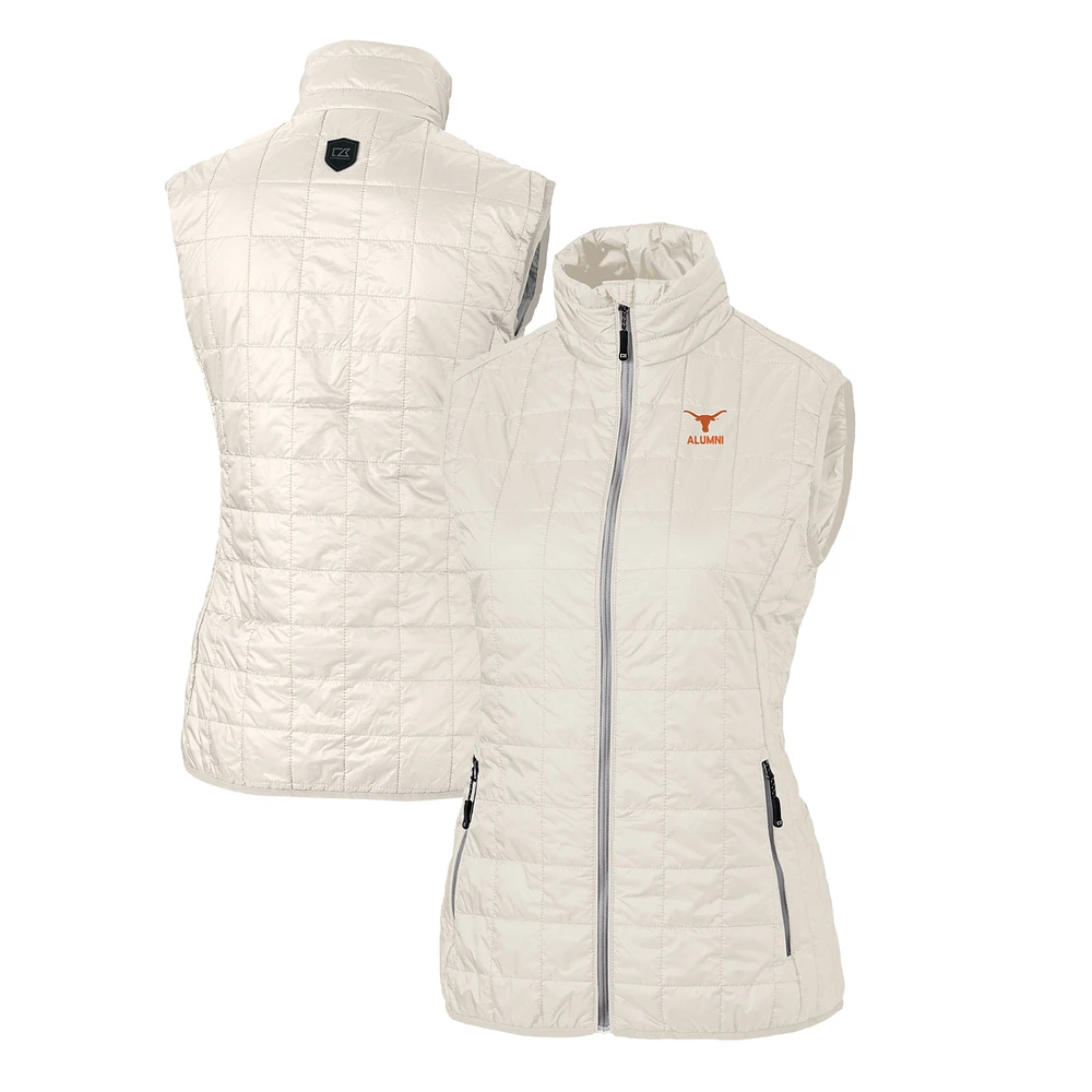 Women's Cutter & Buck Oatmeal Texas Longhorns Alumni Rainier PrimaLoft Eco Insulated Full-Zip Puffer Vest