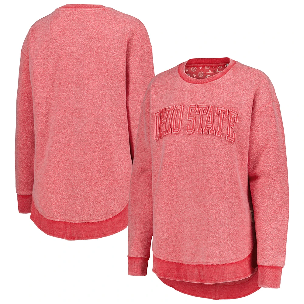 Women's Pressbox Scarlet Ohio State Buckeyes Ponchoville Pullover Sweatshirt