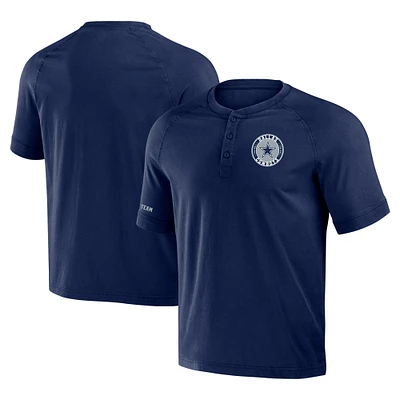 Men's NFL x Darius Rucker Collection by Fanatics Navy Dallas Cowboys Washed Raglan Henley T-Shirt