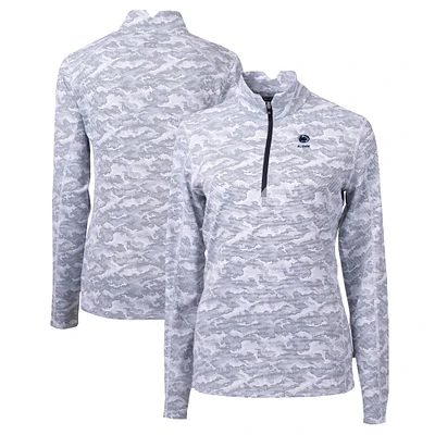 Women's Cutter & Buck Gray Penn State Nittany Lions Alumni DryTec Traverse Camo Print Stretch Quarter-Zip Top