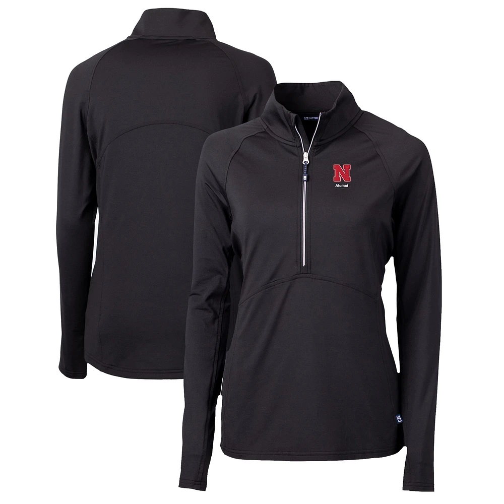 Women's Cutter & Buck Nebraska Huskers Alumni Adapt Eco Knit Stretch Recycled Half-Zip Pullover Top