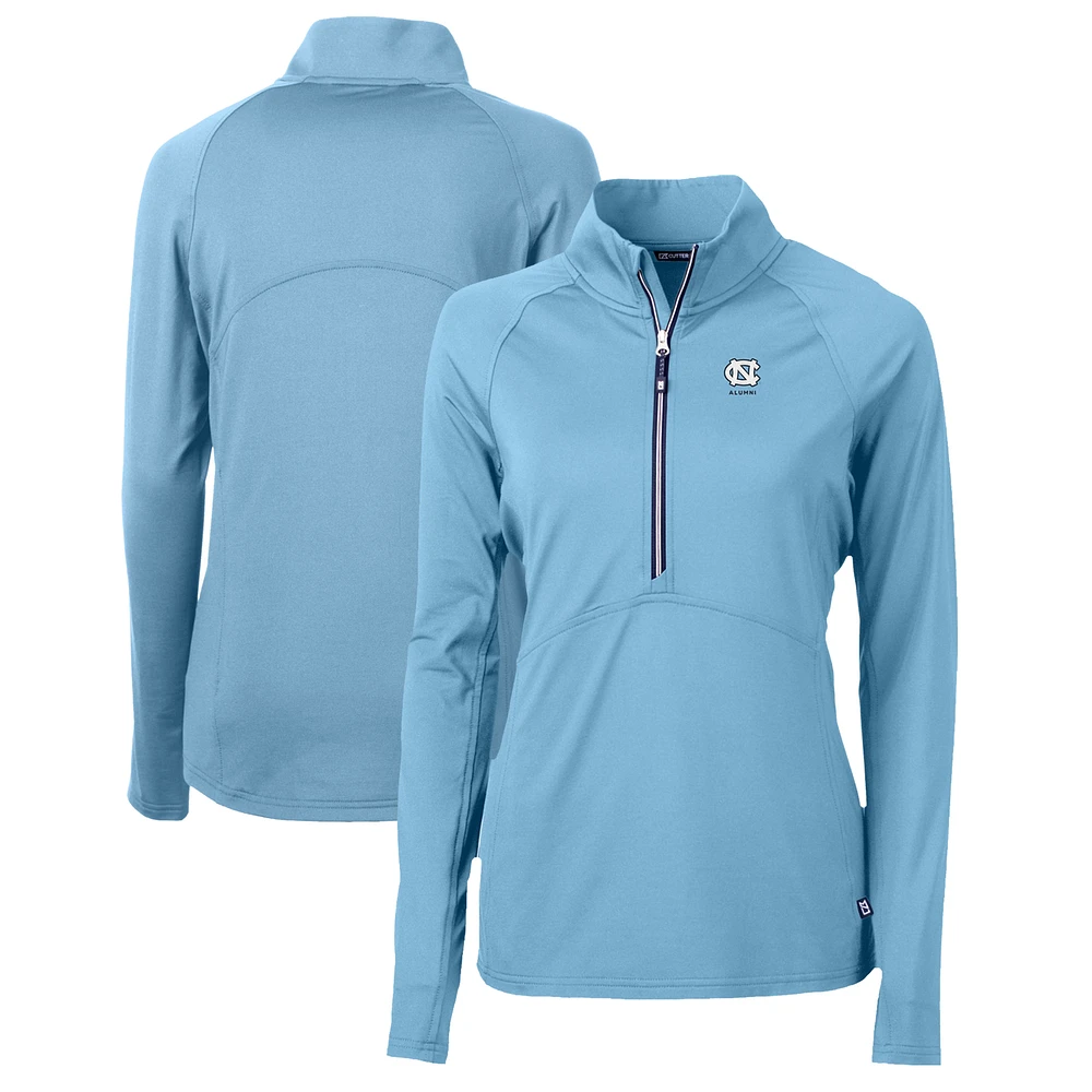 Women's Cutter & Buck Carolina Blue North Tar Heels Alumni Adapt Eco Knit Stretch Recycled Half-Zip Pullover Top
