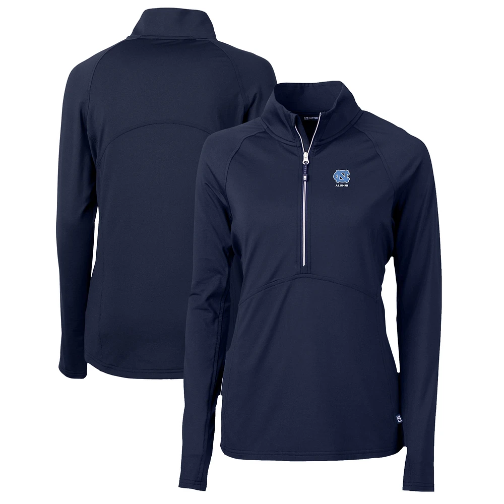 Women's Cutter & Buck Navy North Carolina Tar Heels Alumni Adapt Eco Knit Stretch Recycled Half-Zip Pullover Top