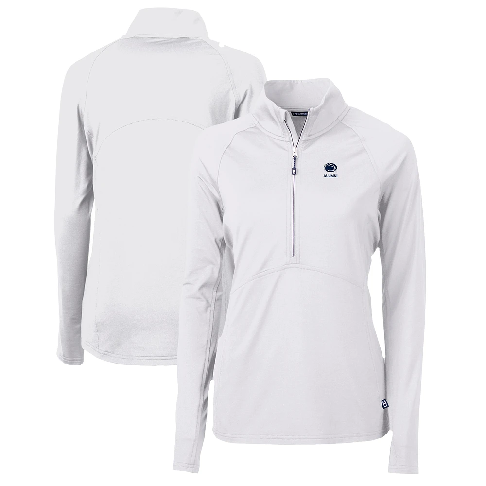 Women's Cutter & Buck White Penn State Nittany Lions Alumni Adapt Eco Knit Stretch Recycled Half-Zip Pullover Top