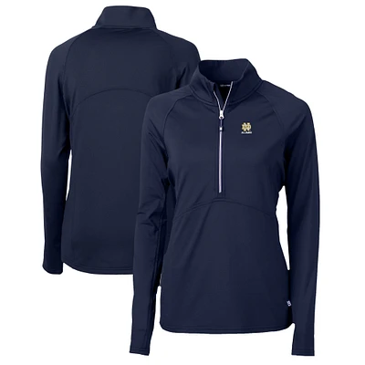 Women's Cutter & Buck Navy Notre Dame Fighting Irish Alumni Adapt Eco Knit Stretch Recycled Half-Zip Pullover Top