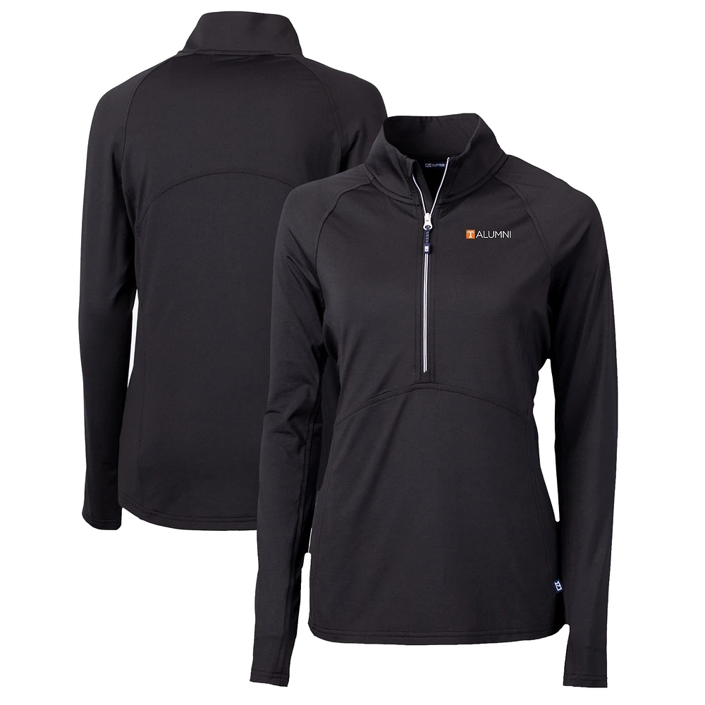 Women's Cutter & Buck Black Tennessee Volunteers Alumni Adapt Eco Knit Stretch Recycled Half-Zip Pullover Top