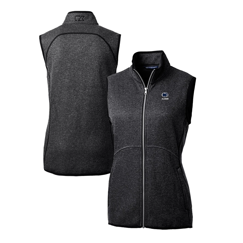 Women's Cutter & Buck Heather Charcoal Penn State Nittany Lions Alumni Mainsail Sweater-Knit Full-Zip Vest