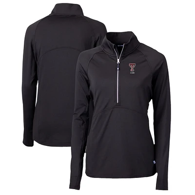 Women's Cutter & Buck Black Texas Tech Red Raiders Alumni Adapt Eco Knit Stretch Recycled Half-Zip Pullover Top
