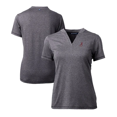 Women's Cutter & Buck Heather Charcoal Alabama Crimson Tide Alumni DryTec Forge Stretch V-Neck Blade Top